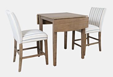 Eastern Tides Bisque Dropleaf Counter Dining Table w/ 4 Uph Stools
