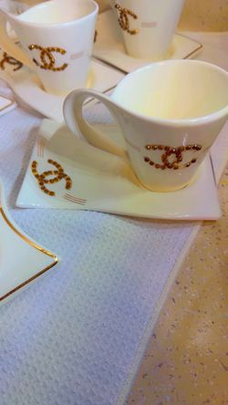 Chanel-Inspired Ceramic Cup and Saucer Set