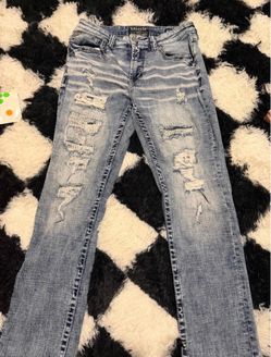 Salvage Light Wash Distressed Bootcut Jeans
