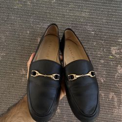 Coach Haley Leather Loafers, Black Grained Leather  