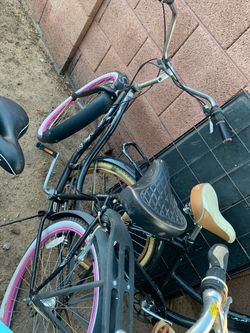 Pink White Black Bicycle Bike Beach Cruiser