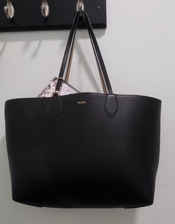 ALDO ELEGANT BLACK AND TAN TOTE