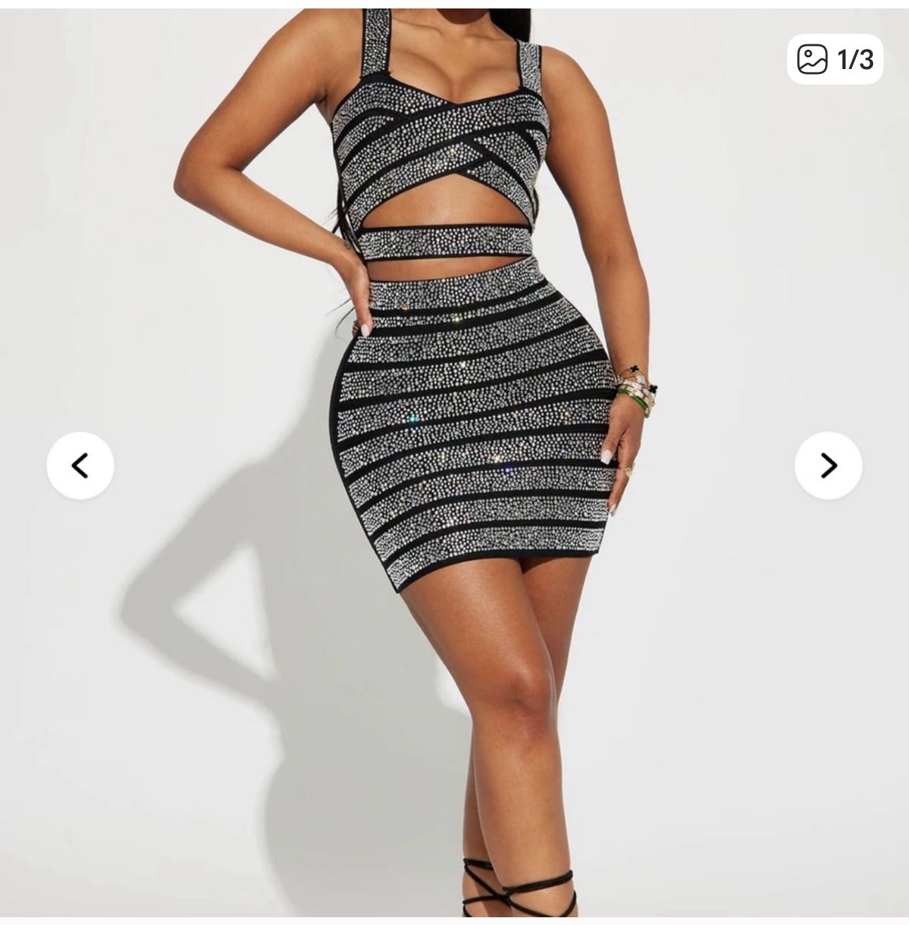 Black & Silver Sparkle Cutout Mini Dress – Fashion Nova | Size Small | Party | Clubwear 