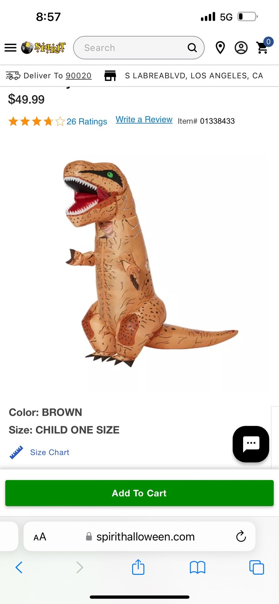 Kids Donny The Dinosaur Inflatable Costume