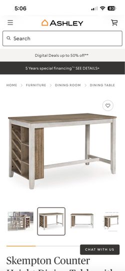 Counter height dining table with wine rack and shelves