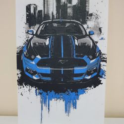 New 10" inch 3D Blue Ford Mustang Wall Art