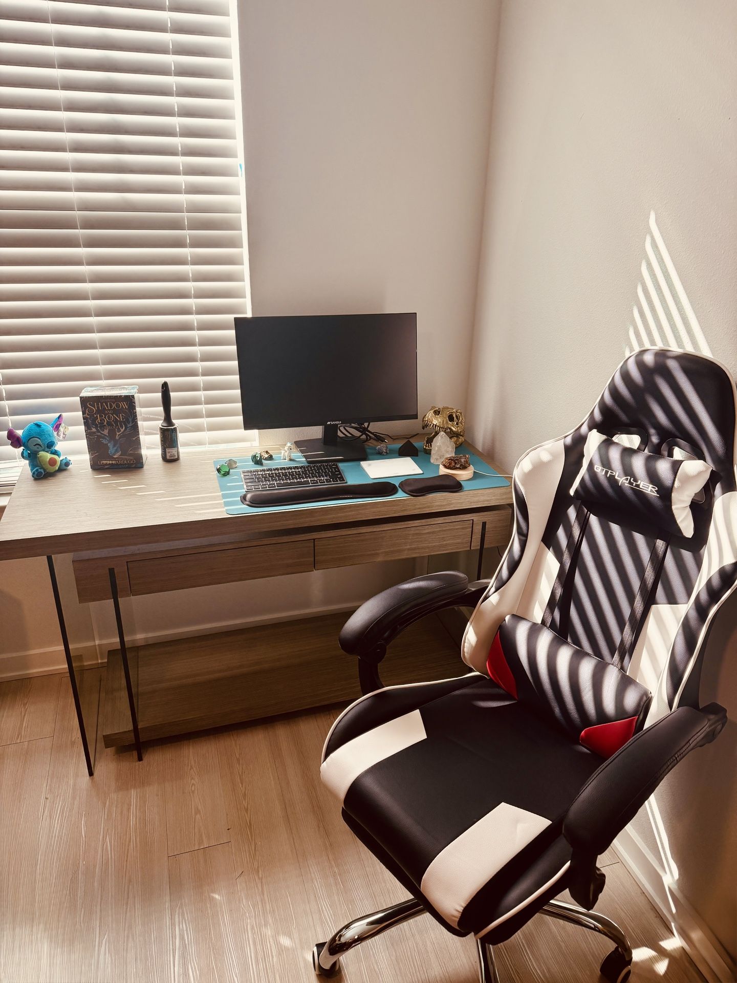 Wooden And Glass Desk + GTP Player Chair