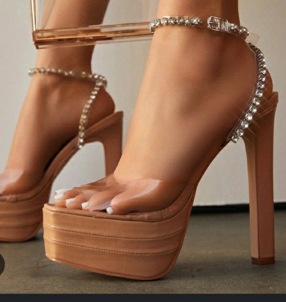  Rhinestone Heels Platform 