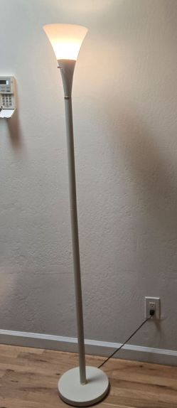Vintage White Tulip Torchiere Floor Lamp 67" Art Deco