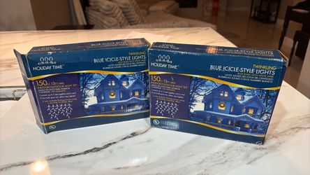 Holiday Time Twinkling Blue Icicle Lights – 2 Boxes