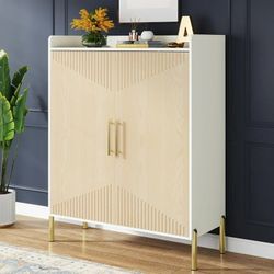 Tribesigns 6-Tier Shoe Storage Cabinet with Doors, 30 Pairs Shoe Rack Organizer for Entryway, Natural White