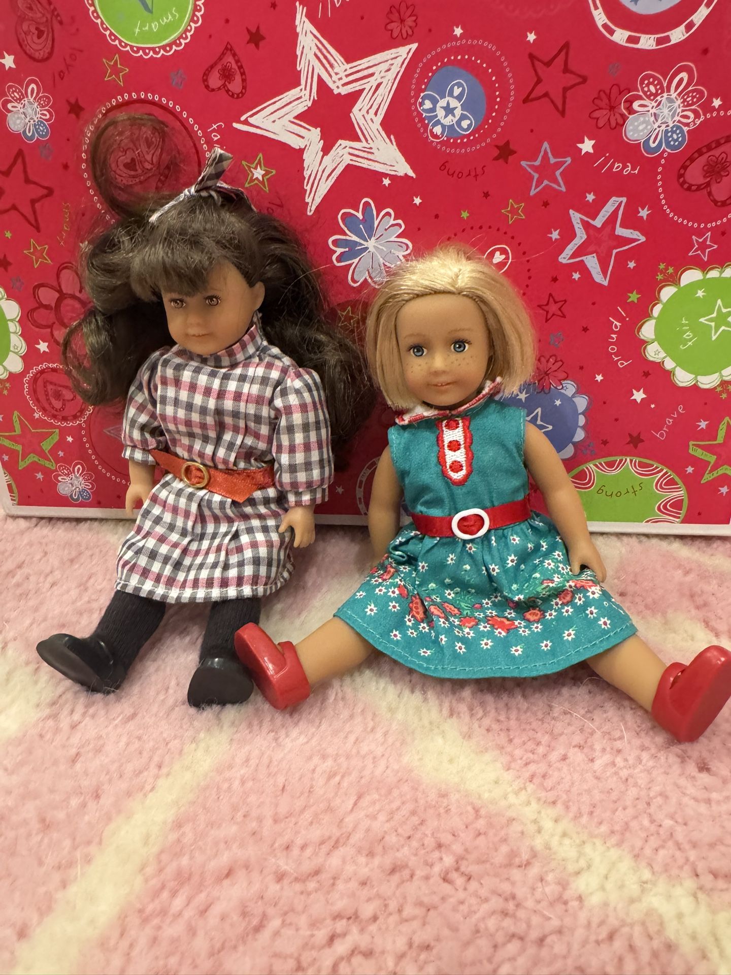 Two Miniature American Girl Dolls. Kit,Kittridge And Samantha.
