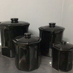 4 piece canister set black 