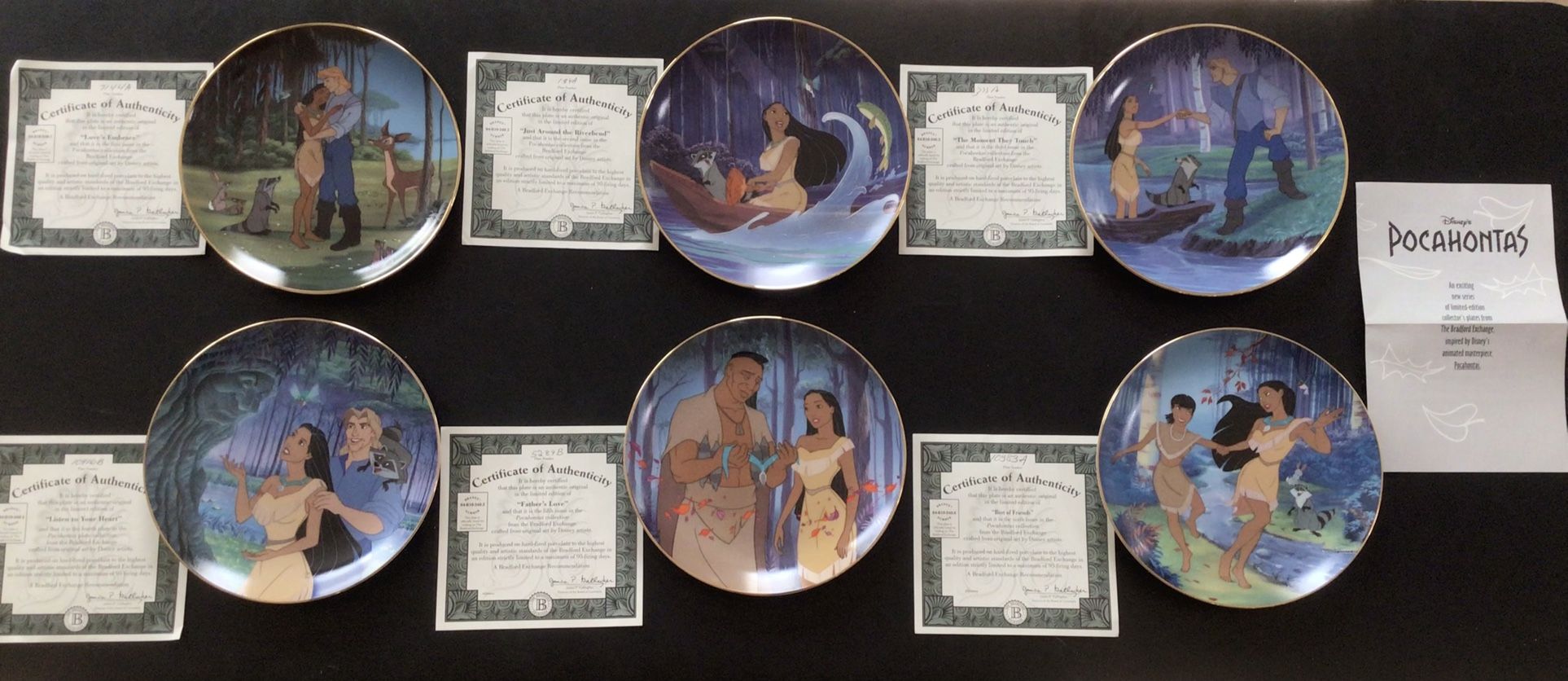 Disney Pocahontas Collector Plates From The Bradford Exchange