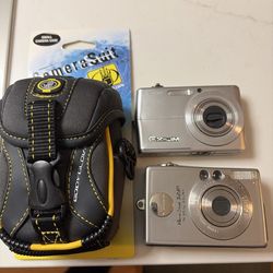 📸 Vintage Digital Camera Bundle – Casio + Canon + New Case