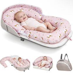 4-in-1 Baby Lounger for Newborns 0-24 Months, Portable & Foldable