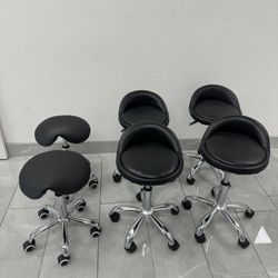 Black Rolling Swivel Stools 