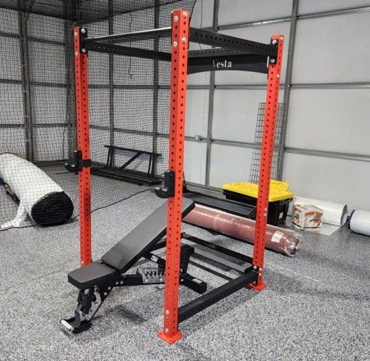 Vesta PR3000 Squat Rack | Power Cage | 11 Guage Steel | 5/8 Holes | Gym Equipment | Fitness |🔴Bar, Bench, Weights Sold Separately🔴| FREE DELIVERY 🚚