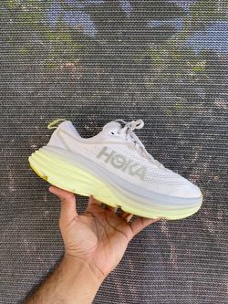HOKA Women's Bondi 8 Running Shoes Nimbus Cloud / Luminary Green