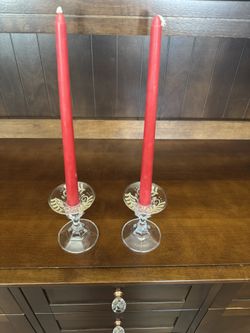 Glass Candleholder With Candles 