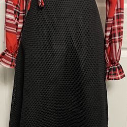 Black Mid Length Skirt With Netting Overlay $30