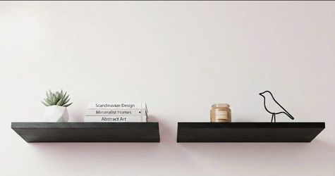 2 piece black wood floating shelves like new