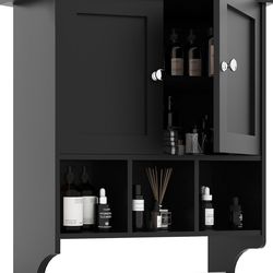 New Palimder Medicine Cabinets, Space Saving Wall Cabinet W/ 2 Doors and Adjustable Towel Rack Shelves, Storage Cabinet for Toilet, Bathroom, Living R