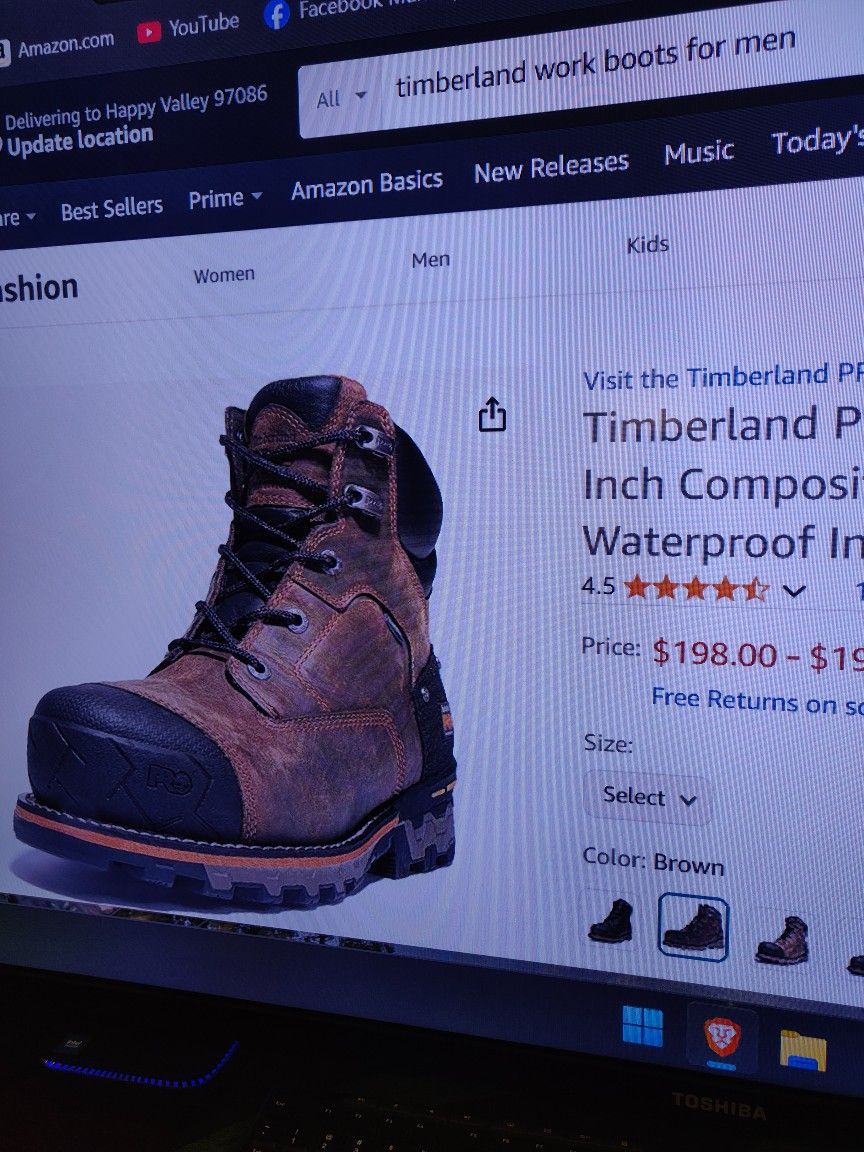 Timberland PRO Men's Boondocks 6 Inch Composite Safety Toe Waterproof Industrial Work Boots. Size 8.5M. Wore Once. Like New.