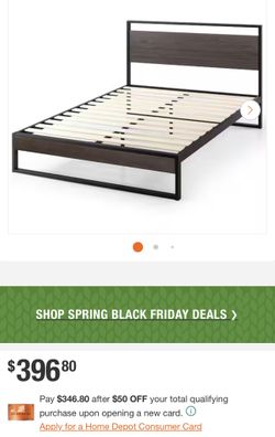 NEW: ZINUS Suzanne Metal and Wood Platform Bed with Headboard - King
