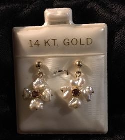Pearl and Amethyst Earrings 14K New Price!