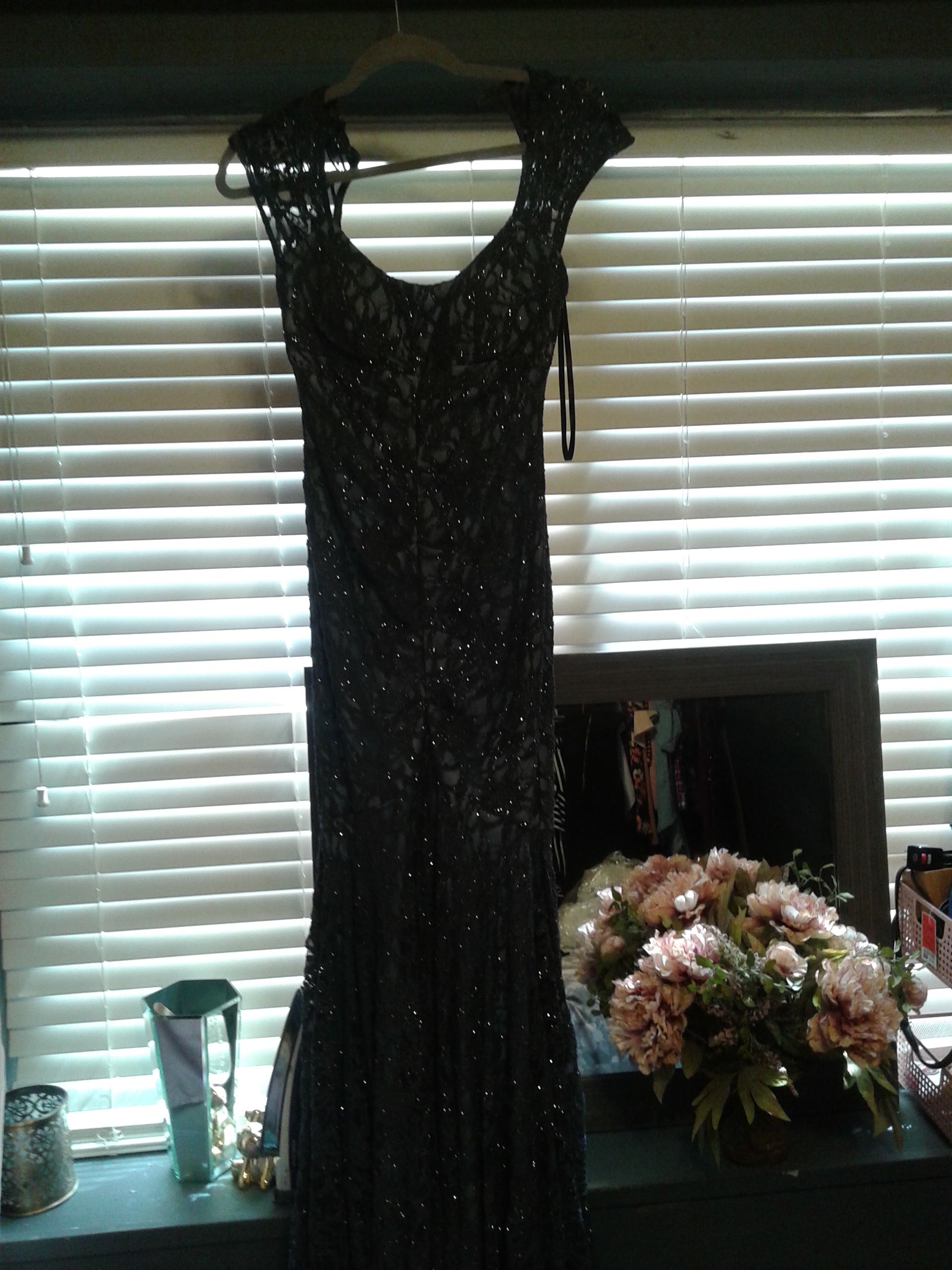 Charcoal dark grey mermaid cut prom dress size 2