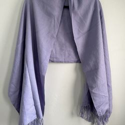 Scarf Women Wool Touch Autumn Winter Warm Purple  Fringe 71” X  23” 1/2