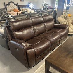 New 100% Genuine top Grain Leather Power  Sofa 