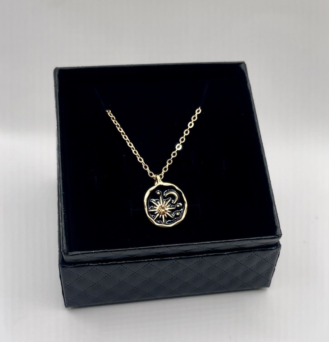 Brand New Moon And Sun Golden Chain Necklace In Gift Box 