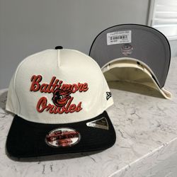 MLB New Era Baltimore Orioles Off White Black 9fifty A Frame SnapBack Hats 
