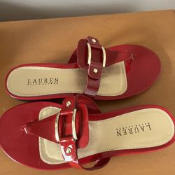 There Very Good Slip On Made By Ralph Lauren The Color Is Red. The Size Is 8 