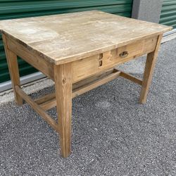 Antique Pine Desk With Drawer