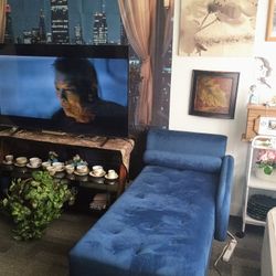 New Velvet Blue Chaise Lounge 