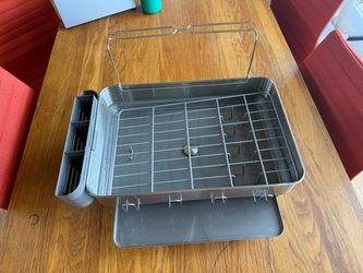 simplehuman - Kitchen Dish Drying Rack With Swivel Spout, Fingerprint-Proof Stainless Steel Frame - Grey Plastic