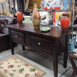 Gorgeous Chocolate Brown Buffet w/ 2 Drawers For Sale 

- Solid wooden construction 🏗️
