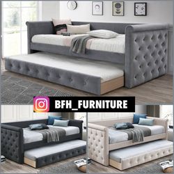 Twin Twin Grey Daybed With Ortho Mattress Included!