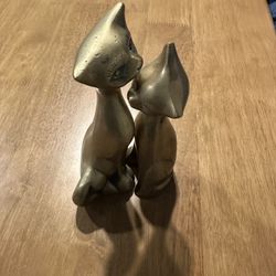 MCM Vintage Brass Siamese Cat Figurines 