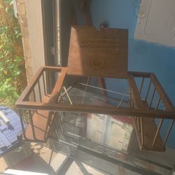 1970s Bed & Breakfast Serving Tray Solid Wood Lap Desk Reading Magazine Rack