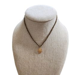 Gold Toned Beaded Hamsa Pendant Necklace