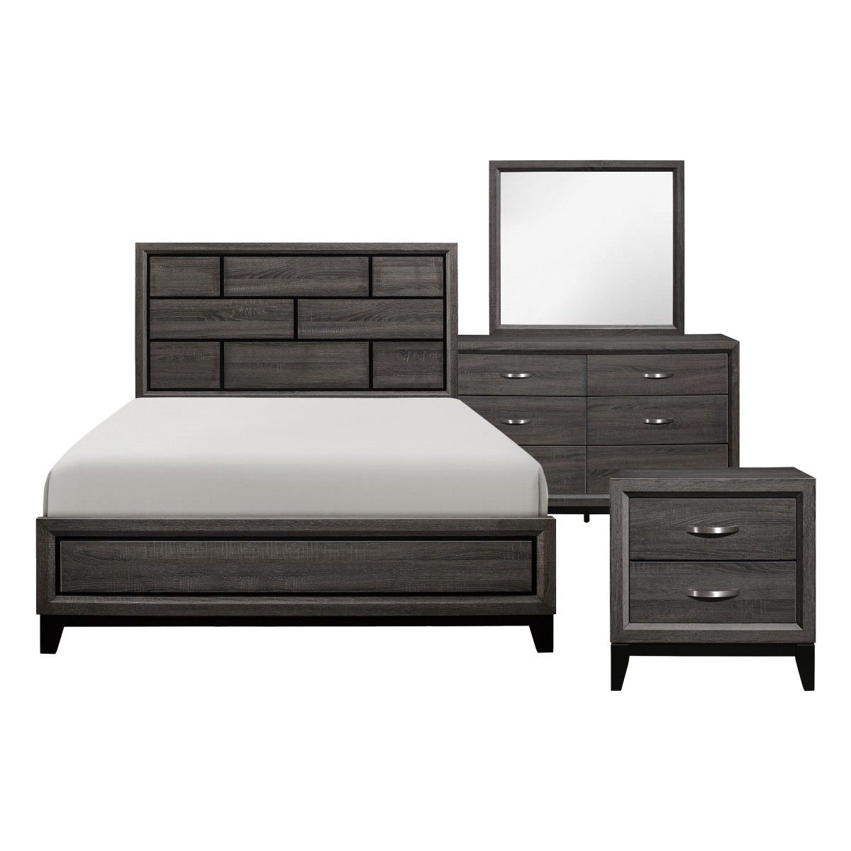 71645 4PCS BEDROOM SET QUEEN BED DRESSER MIRROR NS