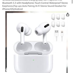 Wireless Earbuds,Wireless Charging Case 30H Playtime IPX8 Bluetooth 5.3 with Headphones Touch Control Waterproof Stereo Earphones,Pop-ups Auto Pairing