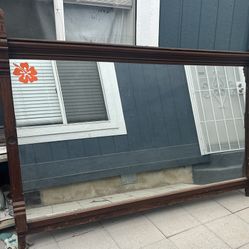  Vintage or antique hand carved wood dresser mirror