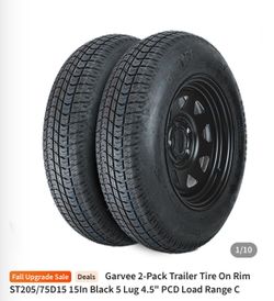 Garvee 2-Pack Trailer Tires on Rim ST205/75D15
