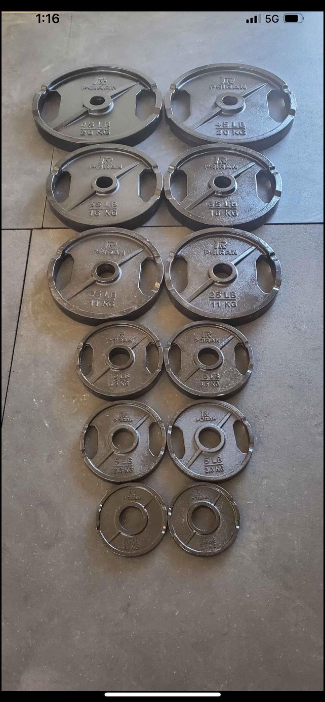 Cast-Iron Olympic Weights ~ Duel Grip ~ Brand New! 💪