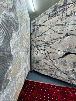 Large Abstract Area Rug Gray Beige